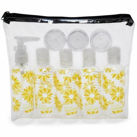 NAFTALI Miami CarryOn 9 Piece TSA Approved Travel Bottle Set - BPA Free Daisies TRBT08DS